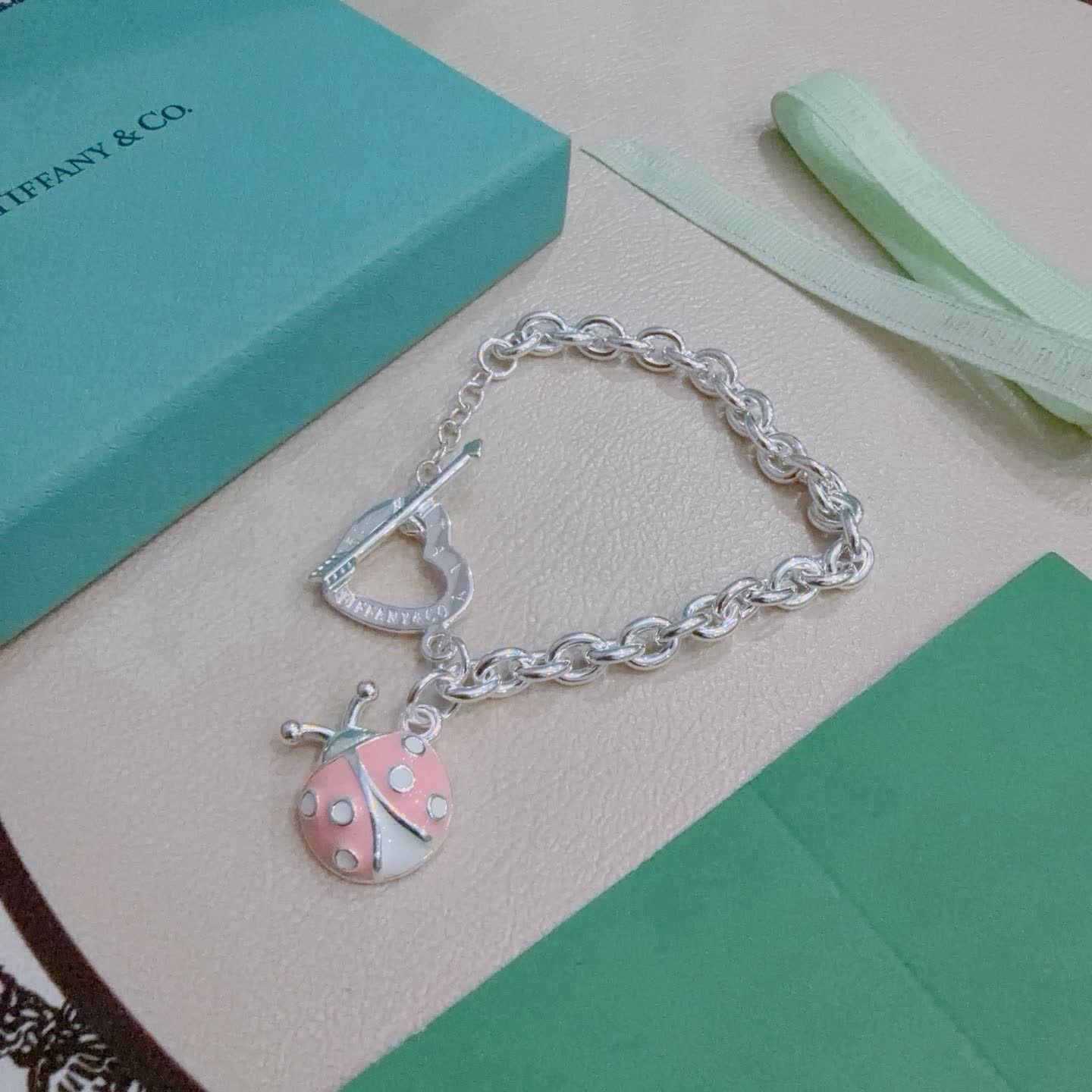 Tiffany & Co. Silver Ladybug Charm Bracelet